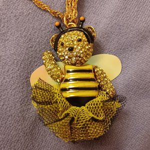 Betsey Johnson Bee Bear Pendant Necklace